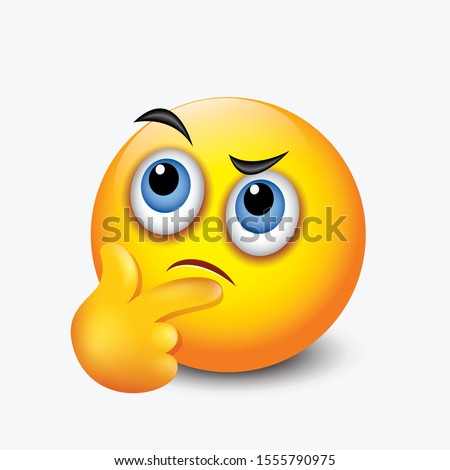 Thinking emoticon - question face emoji - vector illustration