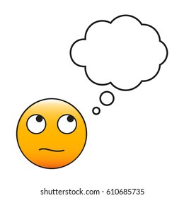 Thinking emoticon. Smiley with a thinking bubble. Vector emoji
