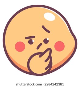 Thinking emoticon vector cartoon sign isolated on a white background.