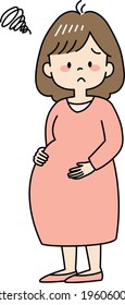 Thinking expectant mother with brown hair