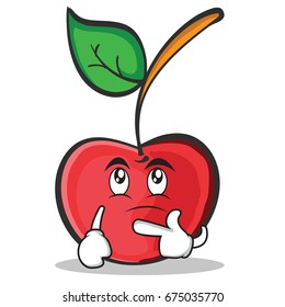 Thinking face cherry character cartoon style