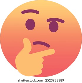 Ícone de emoji de face pensante. Cores modernas, elemento popular para mídias sociais e designs digitais. Emoticon, elemento isolado.