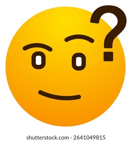 Thinking face emoji with question mark. Confused, pondering, thoughtful expression