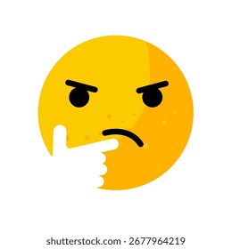 Emoticono de cara pensante con la mano en la barbilla - icono de Vector