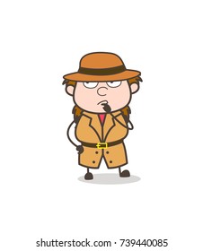 Thinking Face - Female Explorer Scientist Cartoon Vector
