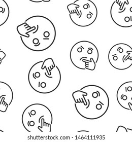 Thinking face icon seamless pattern background. Smile emoticon vector illustration on white isolated background. Character business concept.