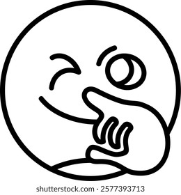 Thinking Face Line Vector Icon Design