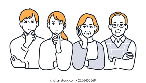 Thinking family simple vector illustration material