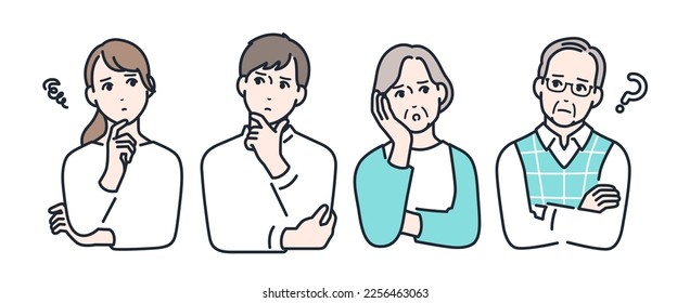 Thinking family simple vector illustration material