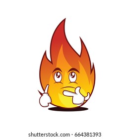Thinking fire character cartoon style vector illustration
