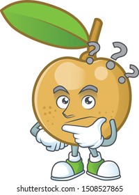 Thinking fresh longan cartoon on white background