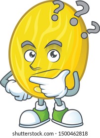 Thinking fruit melon cartoon character with mascot