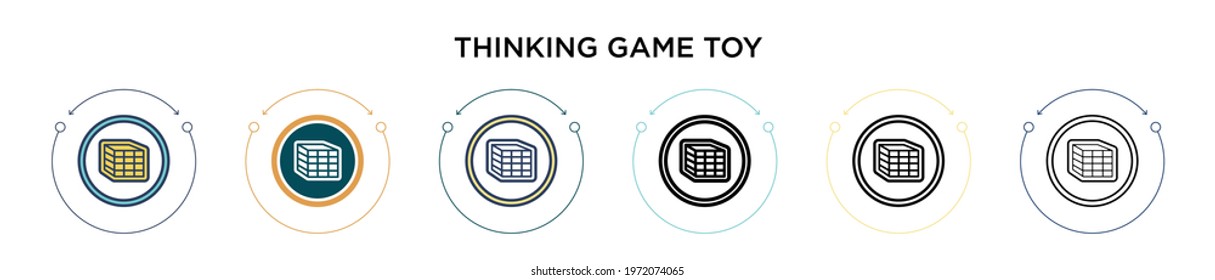 Thinking game toy icon in filled, thin line, outline and stroke style. Vector illustration of two colored and black thinking game toy vector icons designs can be used for mobile, ui, web