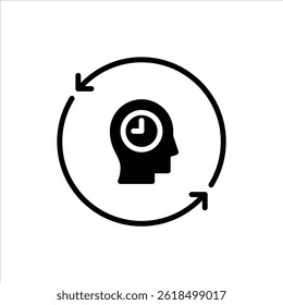 thinking glyph icon. schedule solid illustration