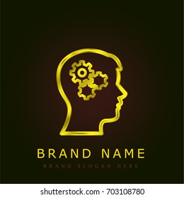 Thinking golden metallic logo