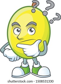 Thinking gomotega fruit healthy in cartoon mascot