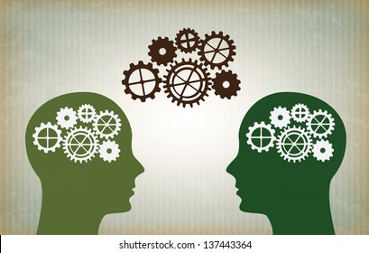 thinking green over vintage background vector illustration