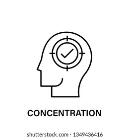 thinking, head, concentration, target, check icon. Element of human positive thinking icon. Thin line icon for website design and development, app development. Premium icon
