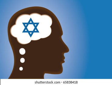 Thinking Head Ã¢Â?Â? depicting Magen David, Religious Person, jew or israel