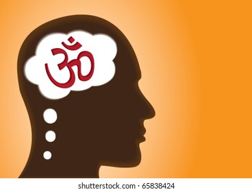 Thinking Head Ã¢Â?Â? depicting Religious Person, Aum, om, hindu or meditation