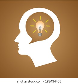 Thinking Head Idea bulb Vector illustration