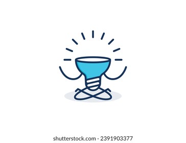 Thinking head light bulb symbol, creative with ideas of thought and analytics, light bulb working concept