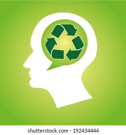 Thinking Head Recycle Vector illustration