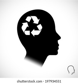 Thinking Head Recycle Vector illustration