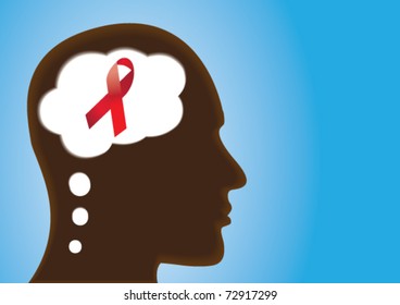 Thinking Head showing HIV/Aids Red Support Ribbon.