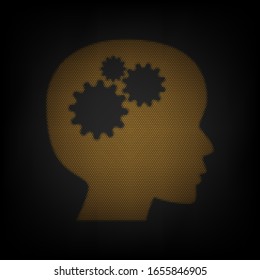 Thinking head sign. Icon as grid of small orange light bulb in darkness. Illustration.