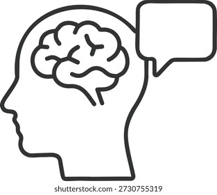 Thinking Head With Speech Bubble Icon.
