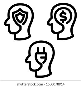 Thinking Heads Icons. Vector Illustration.