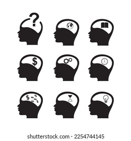 Thinking Heads Icons Vector Symbol