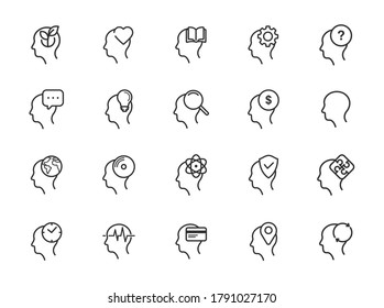 Iconos de la línea Cabeceras de Pensamiento - Trazo editable