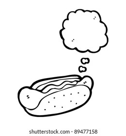 thinking hotdog cartoon
