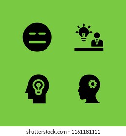 thinking icon. 4 thinking set with think, idea, mind and sceptic vector icons for web and mobile app