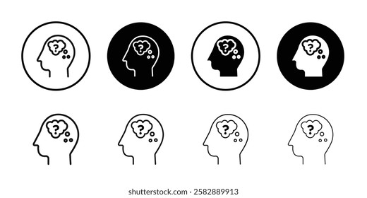 Thinking icon Black line art vector logo set