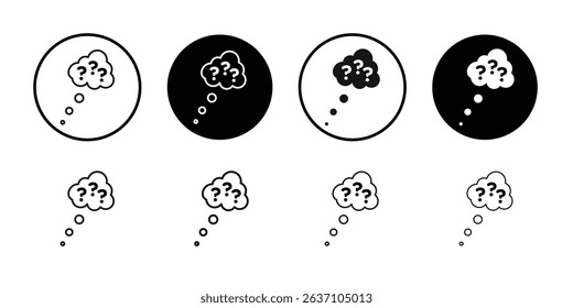Thinking icon Black line art vector logo set