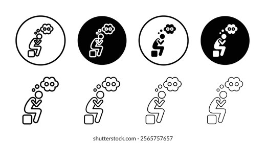 Thinking icon Black and white outline vector