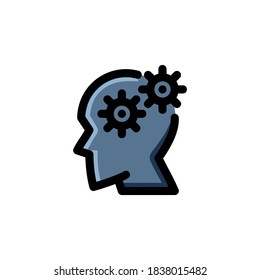 Vector de logotipo de ilustración de ciencia de contorno relleno de icono de pensamiento
