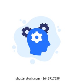 thinking icon with gears in head