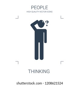 thinking icon. high quality filled thinking icon on white background. from people collection flat trendy vector thinking symbol. use for web and mobile