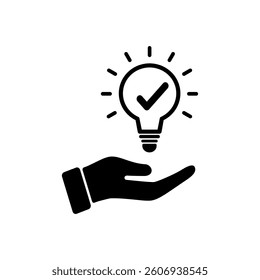 Thinking icon. Innovative thinking icon. Creative mindset icon.hand holding lightbulb.Bring idea. Vector illustration design