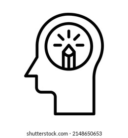 Thinking Icon. Line Art Style Design Isolated On White Background
