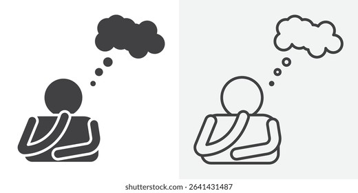 Thinking icon Line graphics illustration