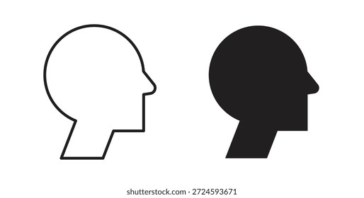 Icono de pensamiento con versiones de línea y silueta.
