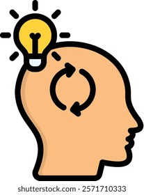 Thinking Icon Lineal Color Vector Illustration
