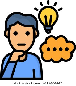 Thinking Icon Lineal Color Vector Illustration