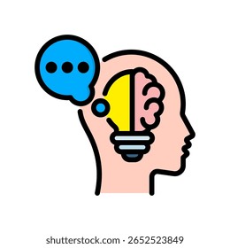 Ícone de pensamento Ilustração de vetor de cor linear