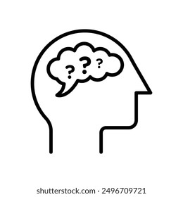 Thinking icon linear logo mark in black and white